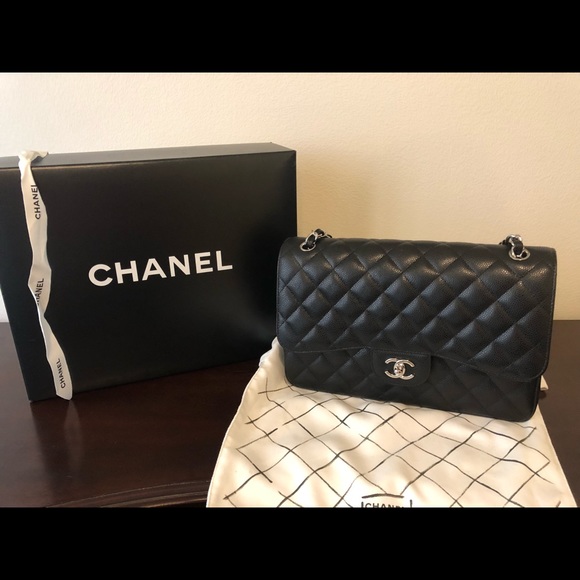 SOLD-Chanel Classic Double Flap Jumbo Caviar - Picture 2 of 6
